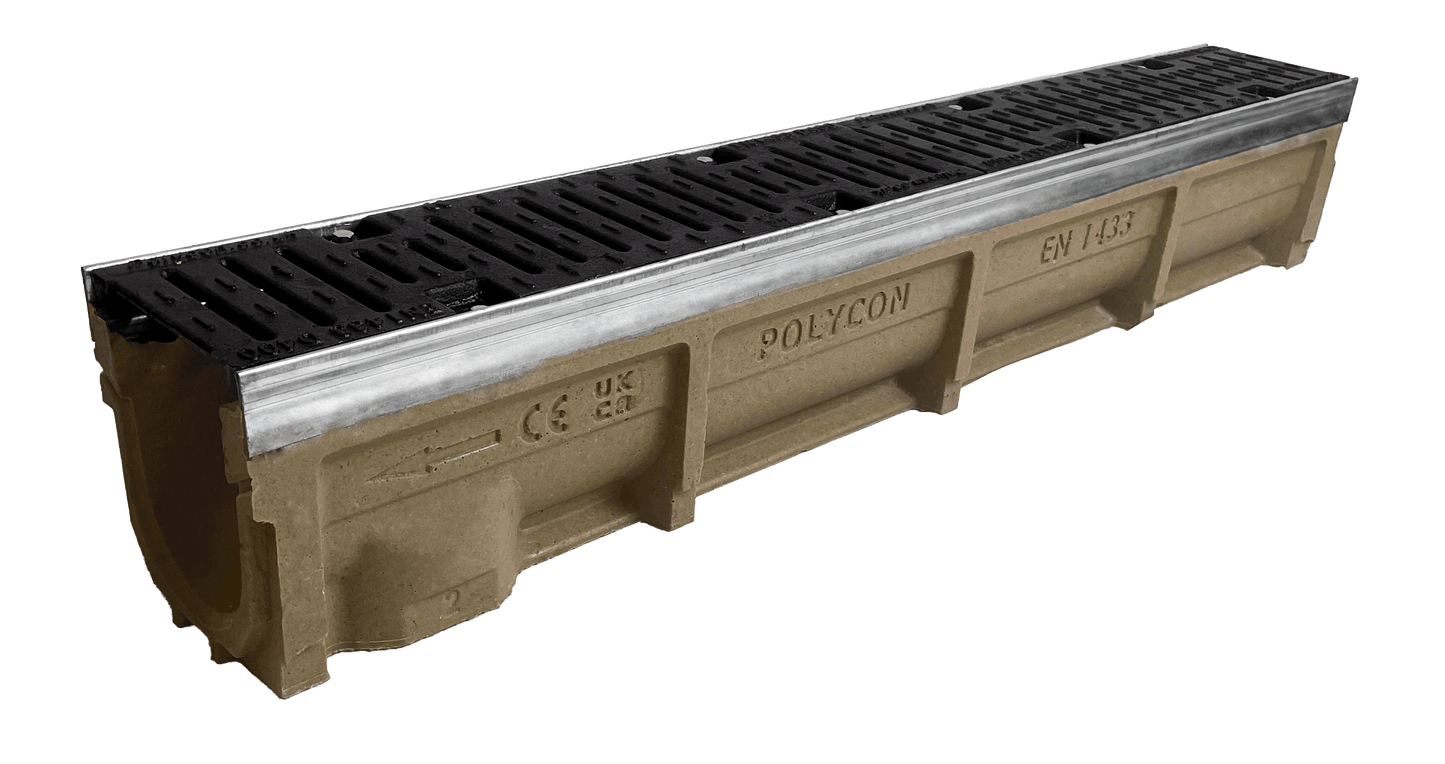 D400 Galvanised Steel Edged Channel Drain - 100mm Width x 120mm Depth (Internal) x 1m