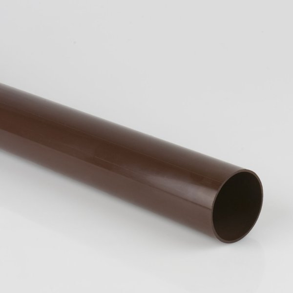 Brett Martin Plain-Ended 68mm uPVC Round Downpipe - 5.5m Brown