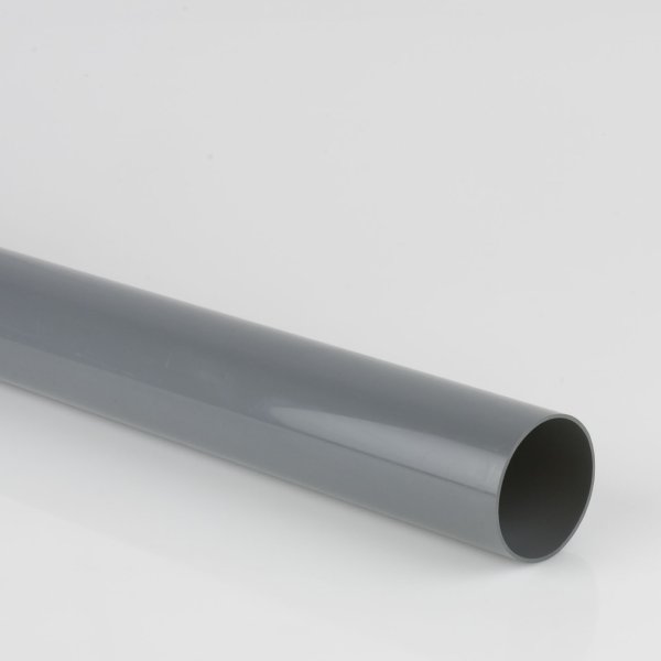 Brett Martin Plain-Ended 68mm uPVC Round Downpipe - 5.5m Grey