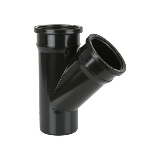Brett Martin 135° Double Socket uPVC 110mm Downpipe Branch Black