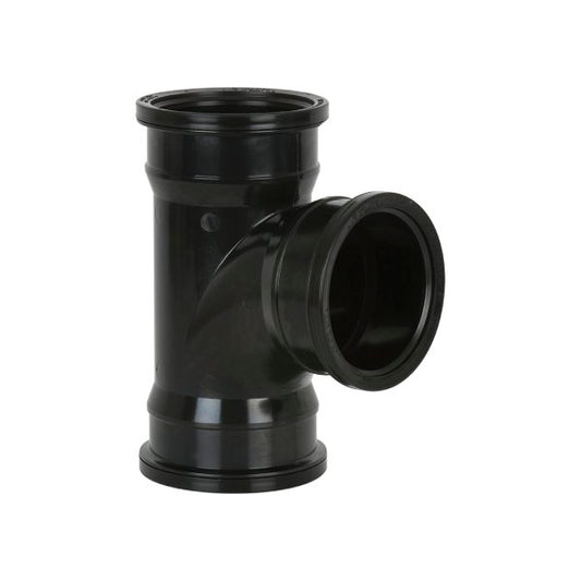 Brett Martin 92½° Triple Socket uPVC 110mm Downpipe Branch Black