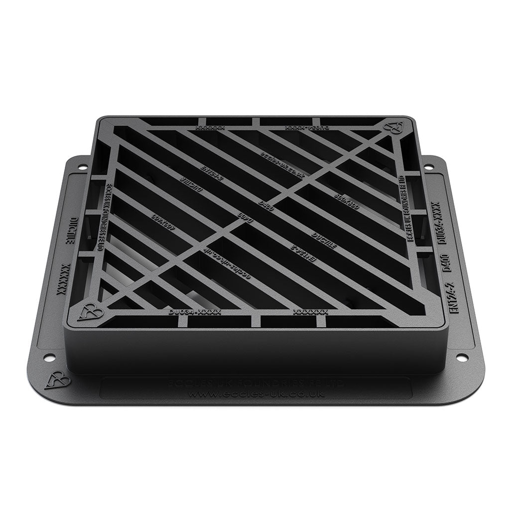 D400 Ductile Iron Gully Grate Double Triangle - 600mm x 600mm (100mm Deep)
