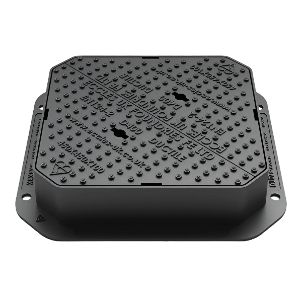 MaxiGrip D400 Ductile Iron Manhole Cover - 450mm x 450mm (100mm Deep)