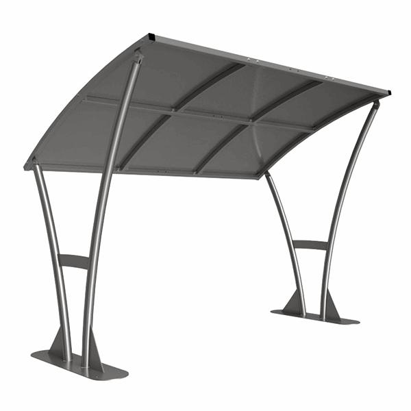 This Newton Bicycle Shelter is supplied complete with galvanised roof. It is a free-standing, open sided shelter, which is designed to be assembled on-site. Made from galvanised mild steel, this bicycle shelter is available in sizes 2m - 5m, with extension bays also available.
Complete with a galvanised sheet curved roof.