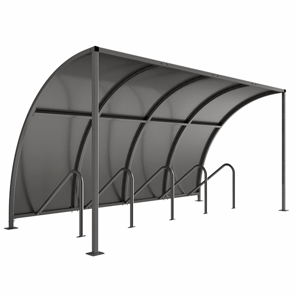 Introducing the VS1 Bicycle Shelter, suitable for bicycle storage in many applications. It is lightweight, free-standing and side sided, which makes on-site assembly quick and simple. Supplied with a galvanised sheet roof with open ends.
This shelter comes with integrated cycle stands, which offers an easy, cost-effective solution. It prevents the user from purchasing the shelter and cycle storage separately, saving time and money.