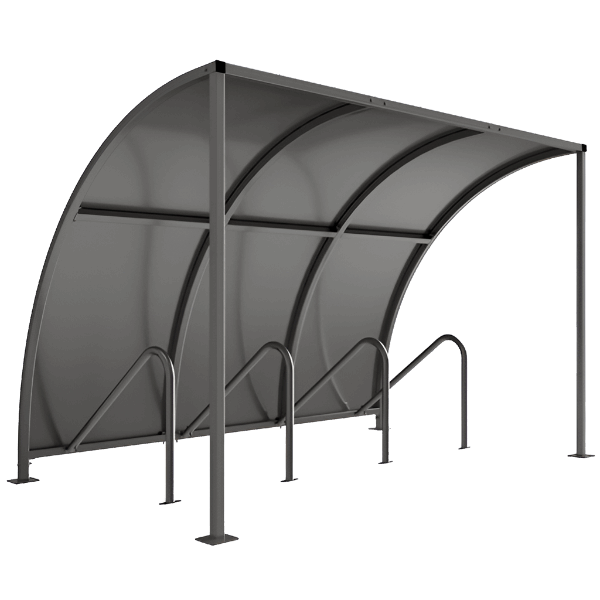 Introducing the VS1 Bicycle Shelter, suitable for bicycle storage in many applications. It is lightweight, free-standing and side sided, which makes on-site assembly quick and simple. Supplied with a galvanised sheet roof with open ends.
This shelter comes with integrated cycle stands, which offers an easy, cost-effective solution. It prevents the user from purchasing the shelter and cycle storage separately, saving time and money.