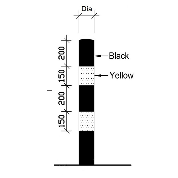 Black and Yellow Bollard (Concrete)