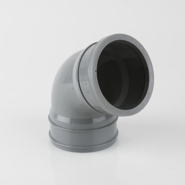 Brett Martin 112½° Top Offset Single Socket uPVC 110mm Downpipe Bend Grey