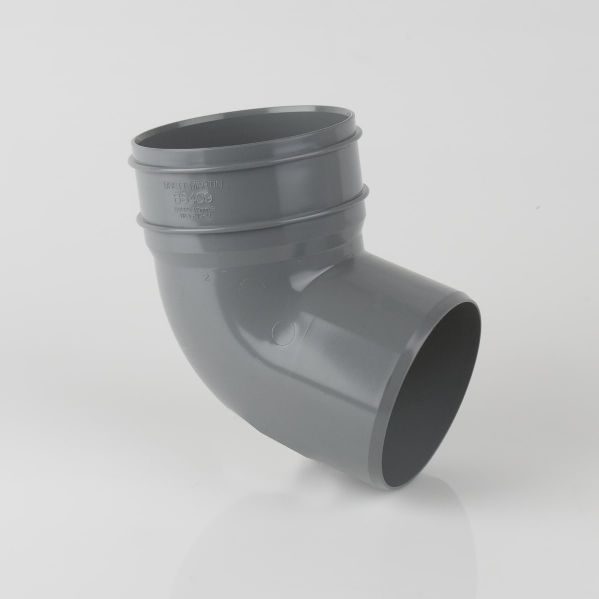 Brett Martin 112½° Bottom Offset Single Solvent Weld Socket uPVC 110mm Downpipe Bend Grey