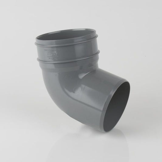 Brett Martin 112ยฝยฐ Bottom Offset Single Solvent Weld Socket uPVC 110mm Downpipe Bend Grey