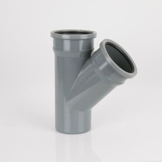 Brett Martin 135° Double Socket uPVC 110mm Downpipe Branch Grey