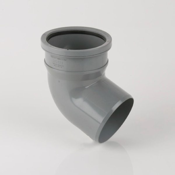 Brett Martin 112½° Single Socket uPVC 110mm Downpipe Bend Grey