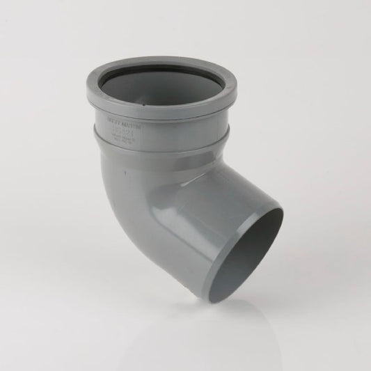 Brett Martin 112½° Single Socket uPVC 110mm Downpipe Bend Grey