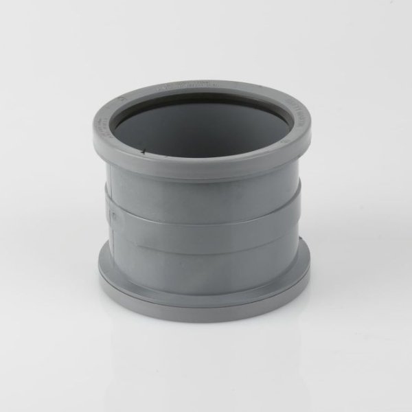 Brett Martin Double Socket 110mm uPVC Industrial Downpipe Slip Coupler Grey