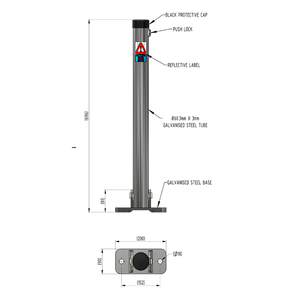 Hinged Parking Post (Galvanised)