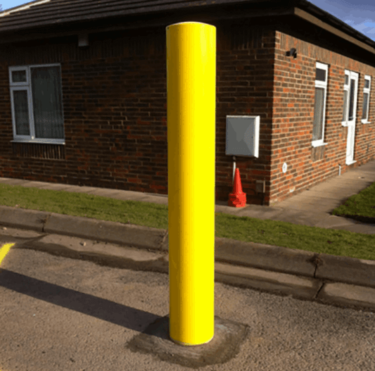 Plain Round Galvanised and Yellow Bollard (Concrete in)