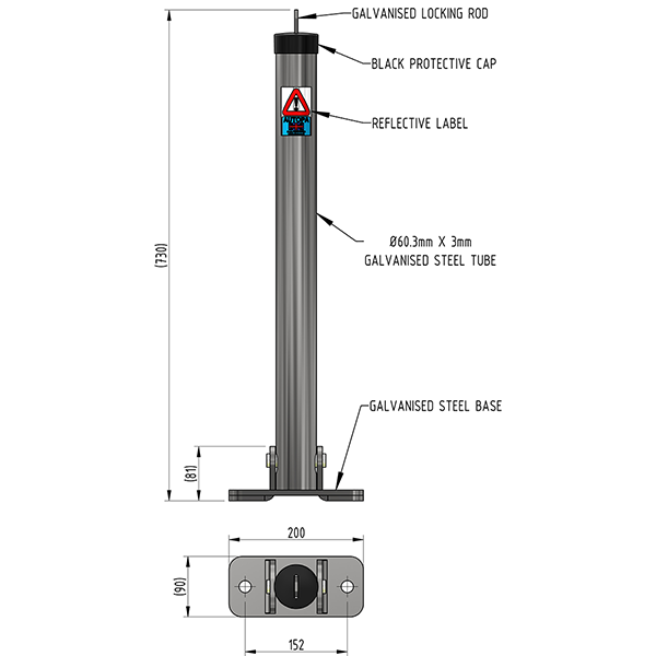 Toplok Parking Post (Galvanised)