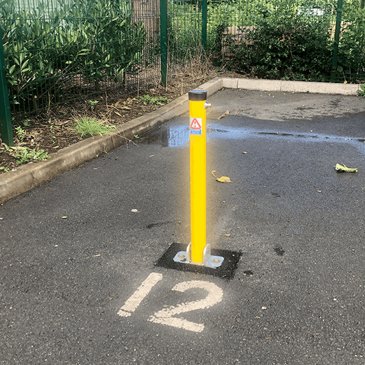 Hinged Parking Post (Galvanised and Yellow)