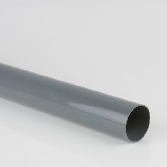 Brett Martin Plain-Ended 68mm uPVC Round Downpipe - 2.5m Grey