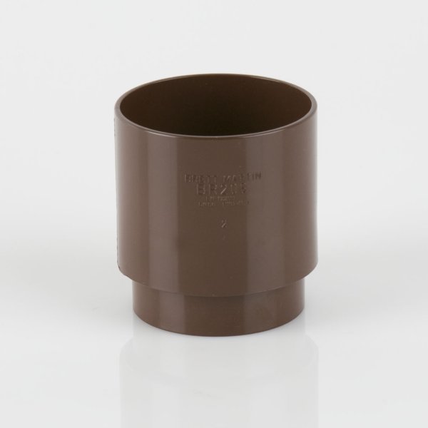 Brett Martin High-Capacity 68mm uPVC Round Downpipe Connector Brown