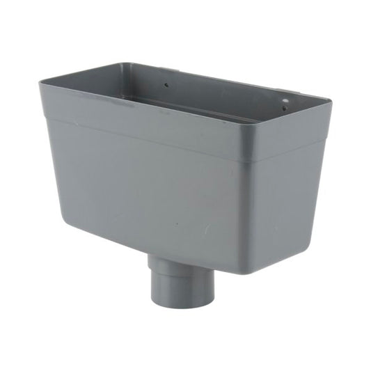 Brett Martin uPVC Downpipe Rainwater Head - 68mm Roundstyle/65mm Squarestyle Grey