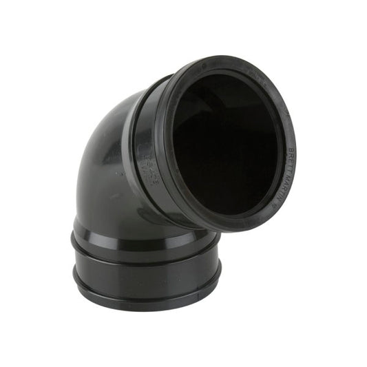 Brett Martin 112½° Top Offset Single Socket uPVC 110mm Downpipe Bend Black