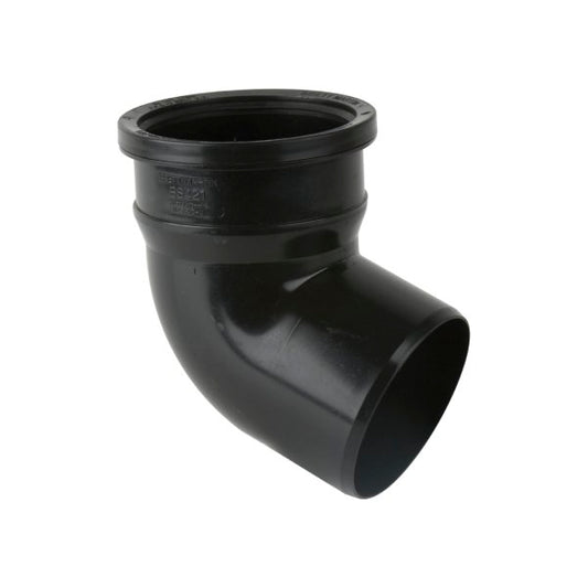 Brett Martin 112½° Single Socket uPVC 110mm Downpipe Bend Black