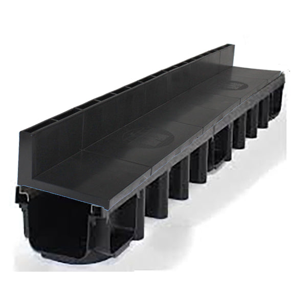 B125 Slot Channel Drain With Black Plastic Slotted Grating 1m