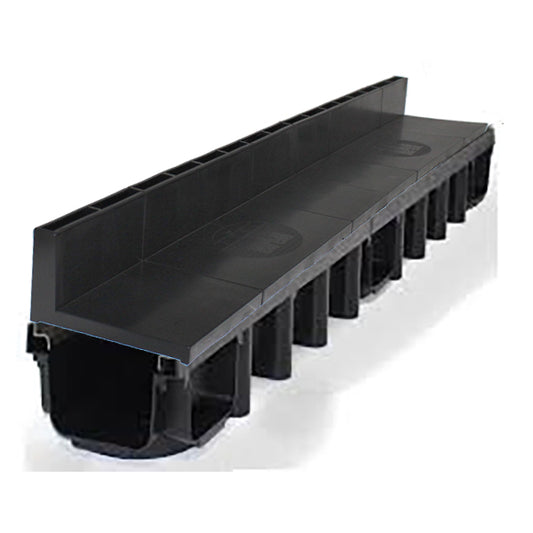 B125 Slot Channel Drain With Black Plastic Slotted Grating 1m
