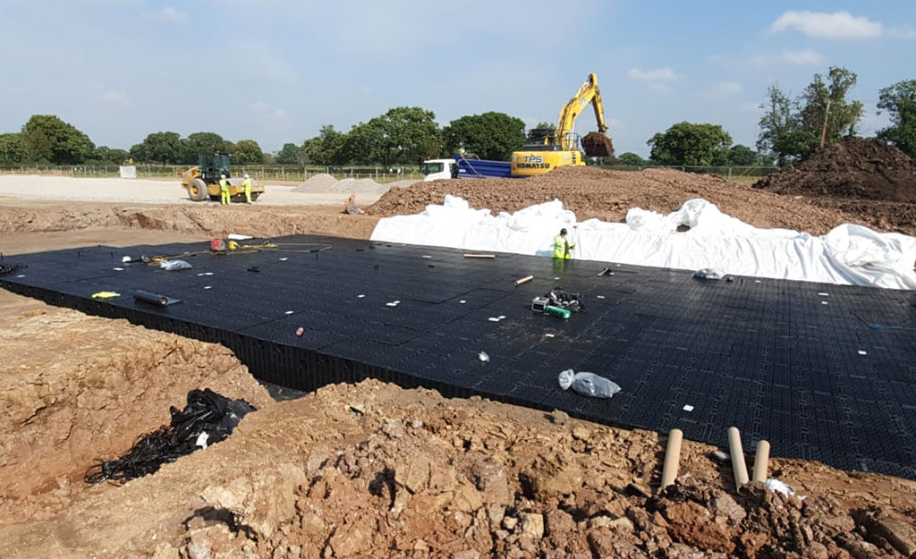 Install of a stormwater attenuation solution for a NHS Hospital
