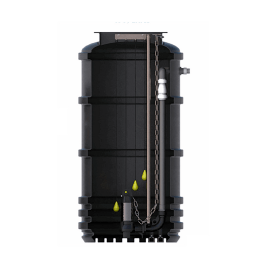 This 1700 litre twin pump station offers the ideal solution for underground drainage systems which are discharged to higher ground. The wastewater flows into a chamber where it enters the pump station, and is then pumped up to the main sewer network. Suitable for use with foul water and grey water.

Made from high-quality HDPE, this twin pump station is designed to be easily installed, as it is delivered as a complete package. This includes all internal pipework and sewage pump
