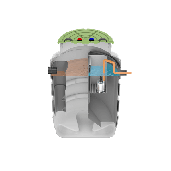 The Quantum range of sewage treatment plants by WTE provides a low-cost solution to effluent treatment, by using an Activated Sludge Process (ASP). Its compact design and low electricity demand makes it the ideal solution for off-mains drainage.

This product is supplied with a pumped outlet, meaning it has greater versatility as to where is can be installed.