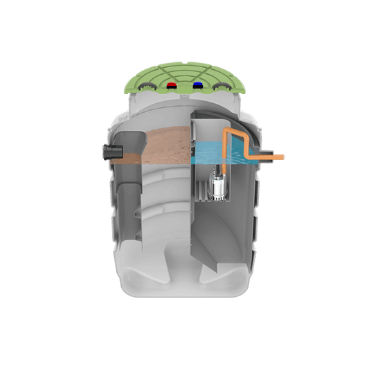 The Quantum range of sewage treatment plants by WTE provides a low-cost solution to effluent treatment, by using an Activated Sludge Process (ASP). Its compact design and low electricity demand makes it the ideal solution for off-mains drainage.

This product is supplied with a pumped outlet, meaning it has greater versatility as to where is can be installed.