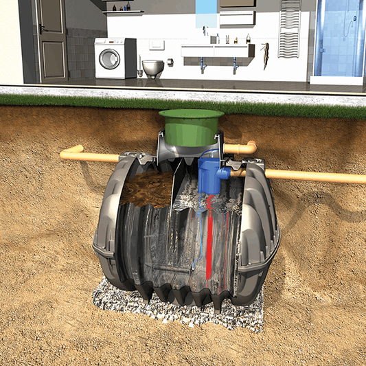 The 7 person One2Clean Plus sewage treatment plant range by Graf provides an effluent discharge rate with up to 99% efficiency. Available with a pedestrian or vehicle loading lid, this sewage treatment plant can be installed in a wide number of applications for both domestic and commercial use. It has automatic holiday mode as a feature, which is triggered by under load detection. This tank also has a low energy consumption, as the average use is just 46 kWh per person, per year.