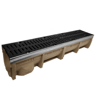 D400 Galvanised Steel Edged Channel Drain - 150mm Width x 195mm Depth (Internal) x 1metre