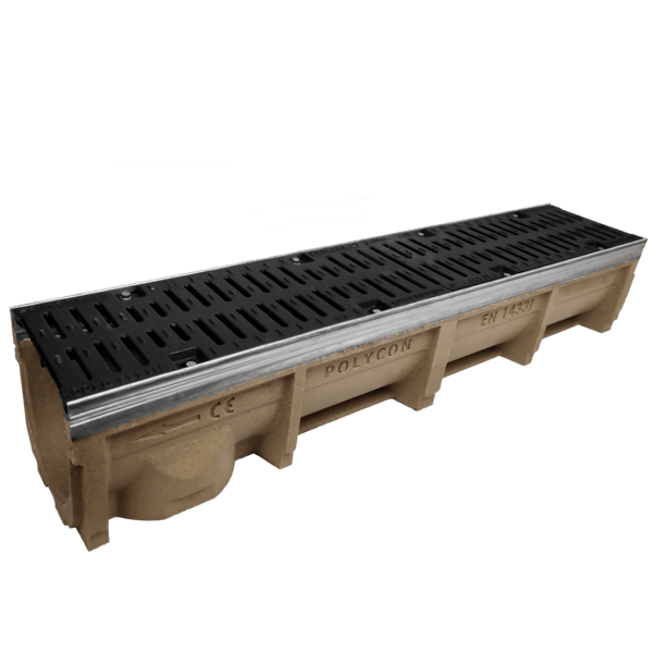 D400 Galvanised Steel Edged Channel Drain - 150mm width x 195mm depth (internal) x 1metre - Cotterill Civils