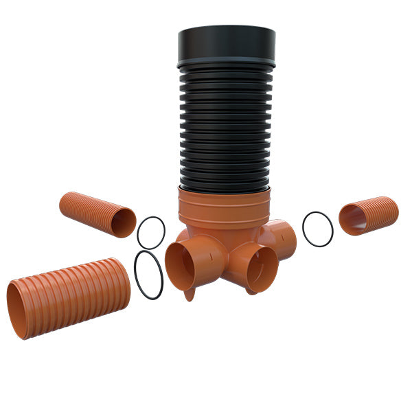 This inspection chamber base is suitable for adoptable and non-adoptable pipework. It's available in a 600mm and 450mm base.
