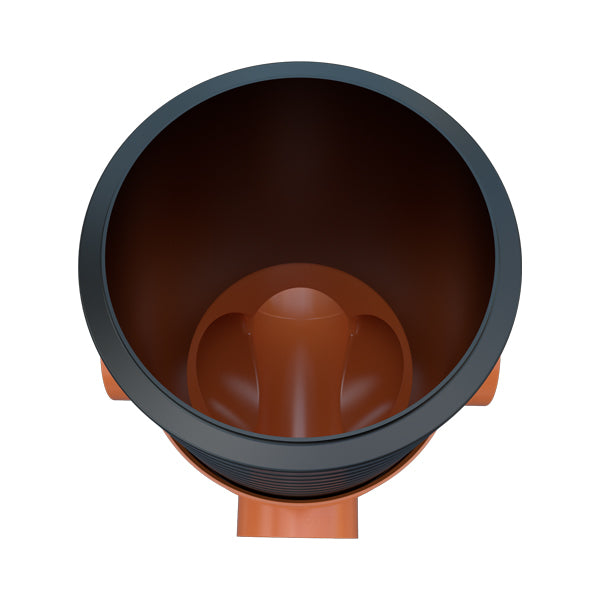 This 450mm diameter inspection chamber is designed for direct connection to three different structured wall pipe systems of 225mm, without the use of expensive adaptors. Hence the name TRIO!