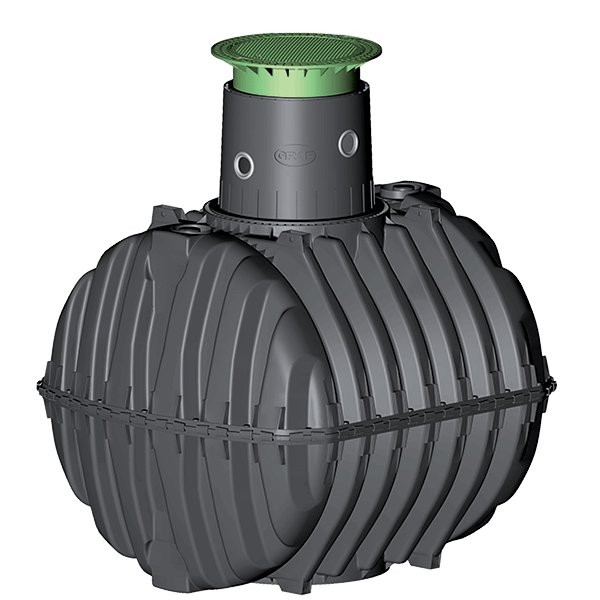 Introducing the NEW Silentio complete package range of rainwater harvesting tanks by Graf. Made from 100% recycled plastic, this tank provides an eco-friendly solution for the use of non-potable water. The Silentio range is ideal for large distances between the tank and domestic water control unit, as it reaches up to and including 15 metres.

Supplies rainwater to WCs, washing machines and external taps. This makes it ideal for garden use, pressure-washing and more.
