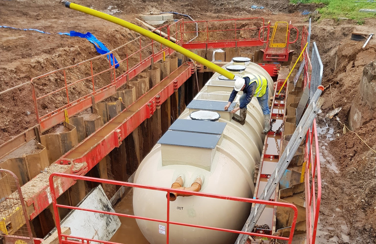 Cotterill Civils image of an installation of a sewage treatment plant