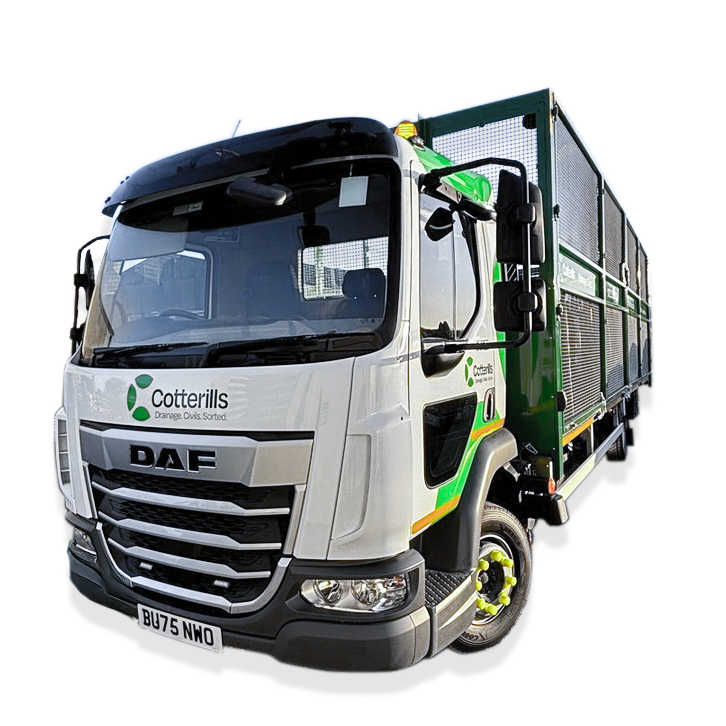 DAF truck with Cotterills branding on a white background