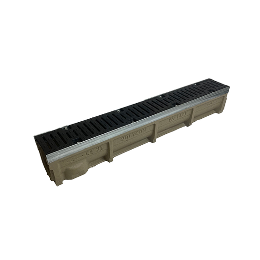 D400 Galvanised Steel Edged Channel Drain - 150mm width x 195mm depth (internal) x 1metre