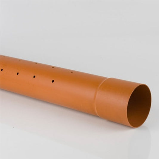 110mm x 6mtr Perforated Single Socketed Sewer Pipe