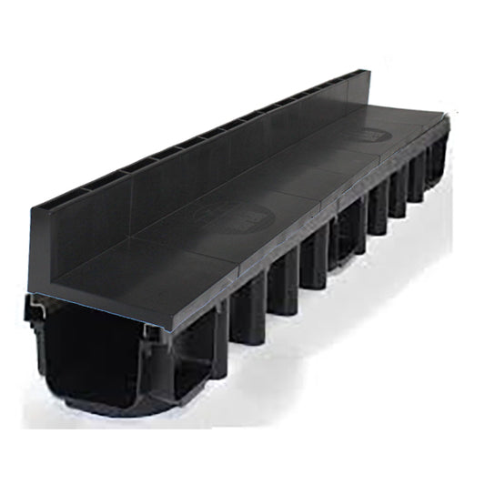 B125 Slot Channel Drain with Black Plastic Slotted Grating 1m